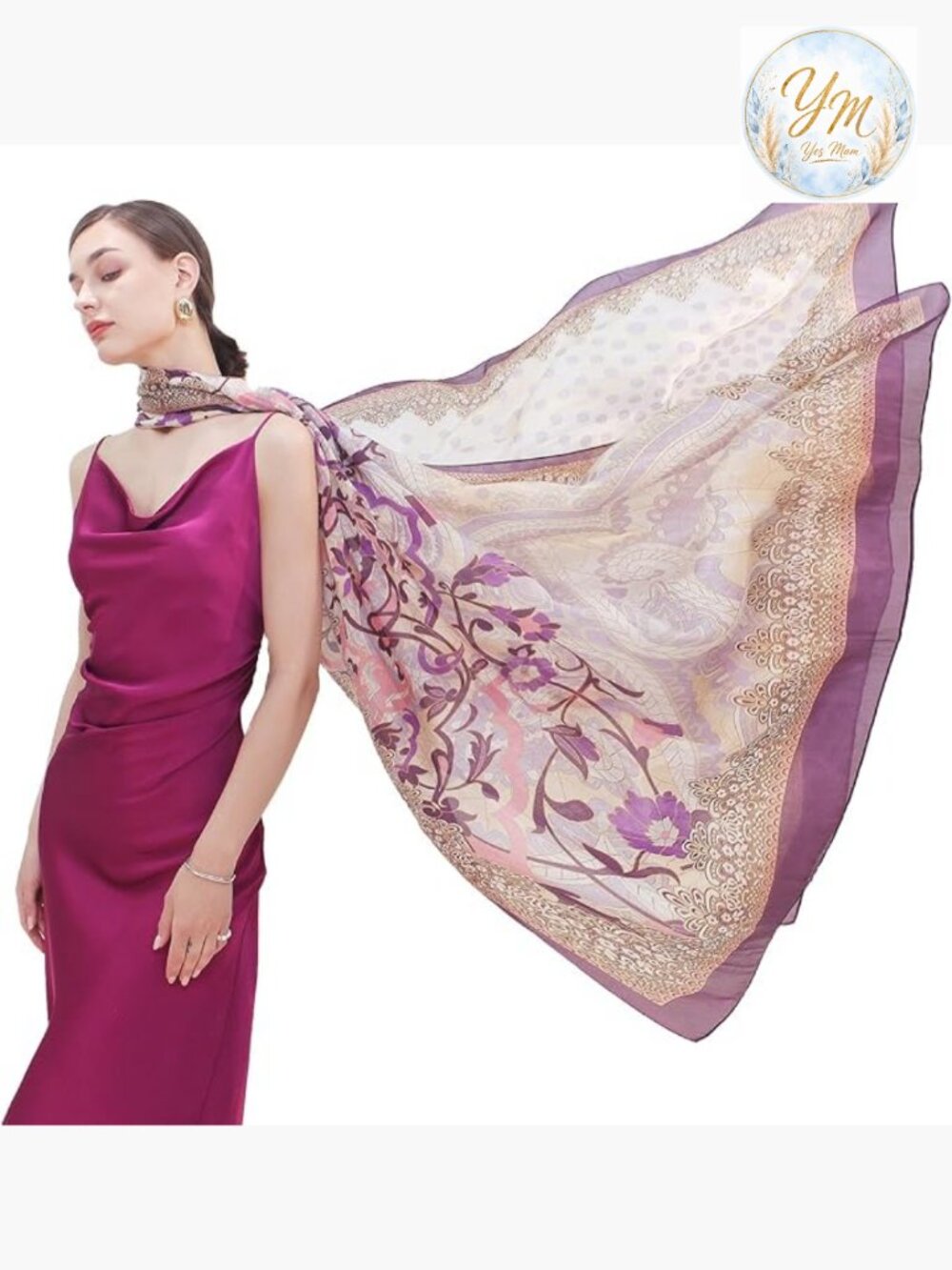 Extra Large Mulberry Silk Pashmina Shawl Wraps Floral Scarf Wrap